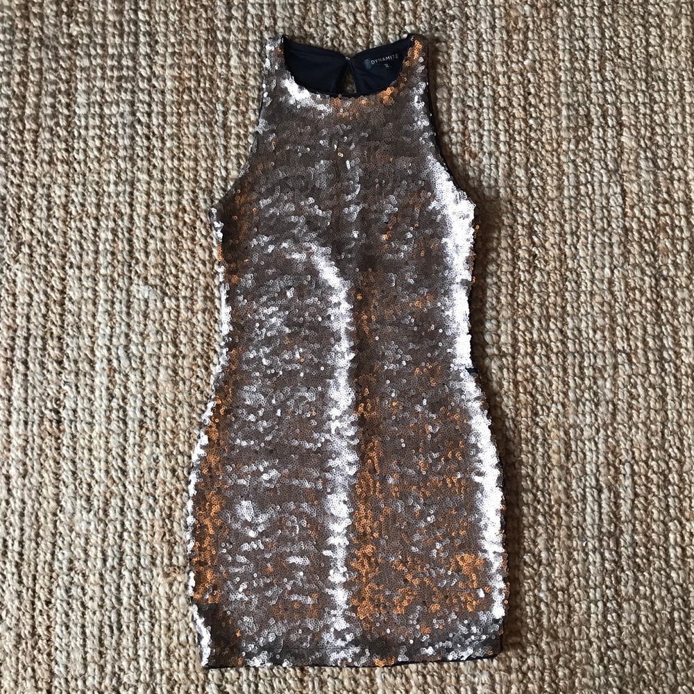 NYE Gold Sequin Key Hole Back Dress